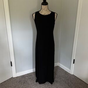 Eileen Fisher Silk Elegant Black Sleeveless Maxi Dress Petite Small